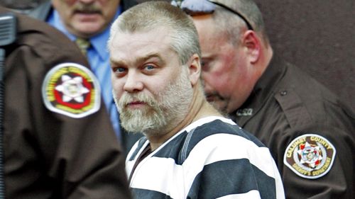 Steven Avery is escorted out of the Manitowoc County Courthouse in 2005.