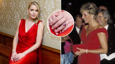 Lady Kitty Spencer stuns in Diana-inspired gown as she shows off engagement ring