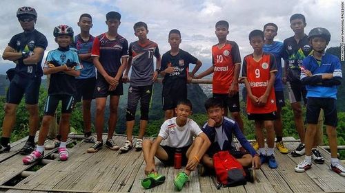 A picture taken of the 12 boys and their coach shortly before they went into the cave. Facebook