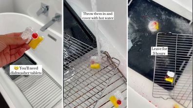 TikTok cleaning hack dishwasher tablet oven 