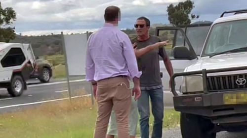 Man confronts Barnaby Joyce police officer
