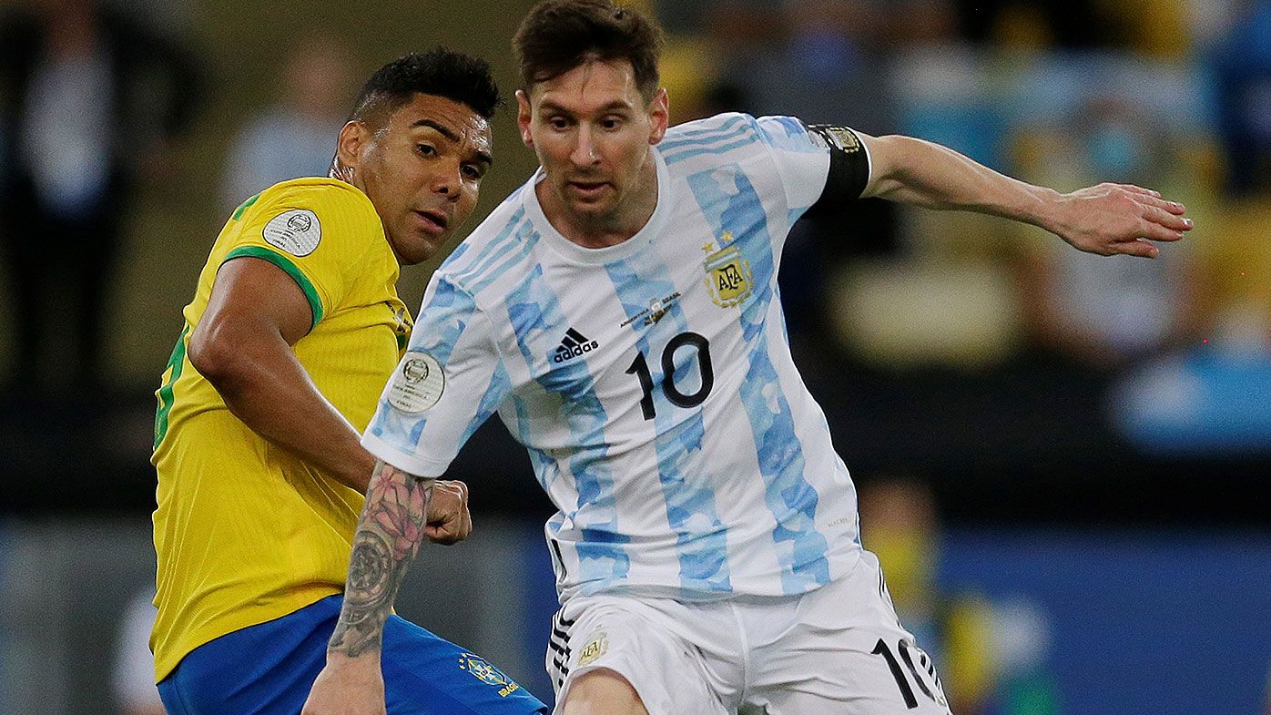 Argentina&#x27;s Lionel Messi in action during the 2021 Copa America