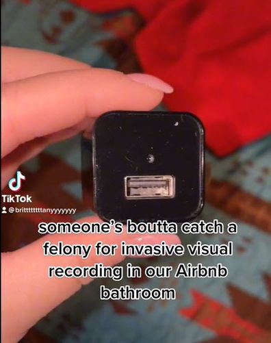 Airbnb secret camera in bathroom device
