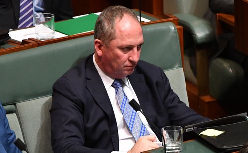 Barnaby Joyce, pictured today, complained today of being chased by paparazzi and followed by drones. Picture: AAP