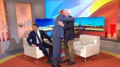 But both men ended the segment as friends, hugging it out.