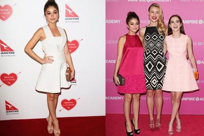 The <i>Vampire Academy</i> premiere at Event Cinemas, George Street first, then the <i>Modern Family</i> red carpet event at Pier One.<br/><br/>She left the <i>Modern Family</i> event early when a fan inappropriately groped her: 'Sorry to all the fans outside the #qantas event that I didn't get to say hi to but I had to leave due to an inappropriate touch of a fan.'<br/><br/>Images: Getty