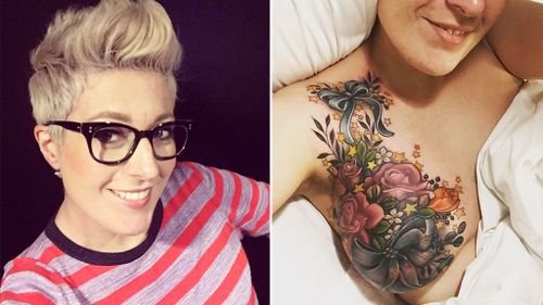 Sydney cancer survivor transforms scarred breast with floral tattoo