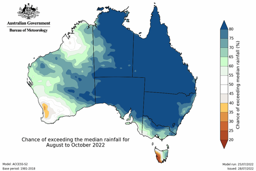Wet weather is set to continue into spring across parts of Australia.