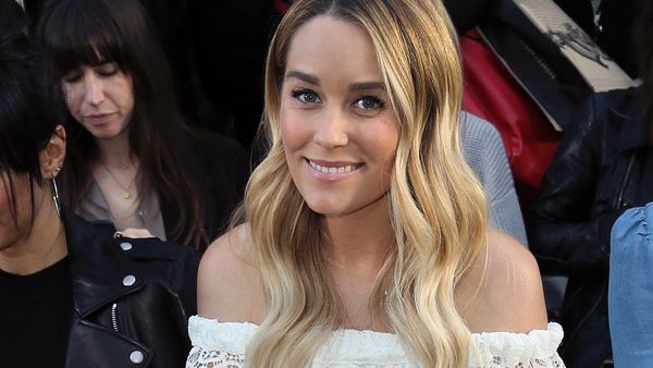 Lauren Conrad finally shows off her baby bump. Image: Getty.