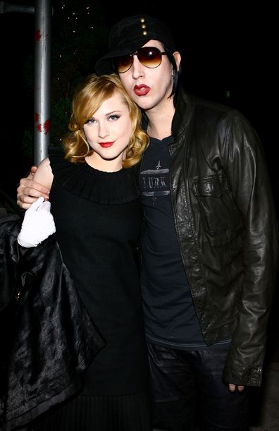 Actress Evan Rachel Wood and musician Marilyn Manson arrive for the after party for a special screening of "Across The Universe" at Bette on September 13, 2007 in New York City. 