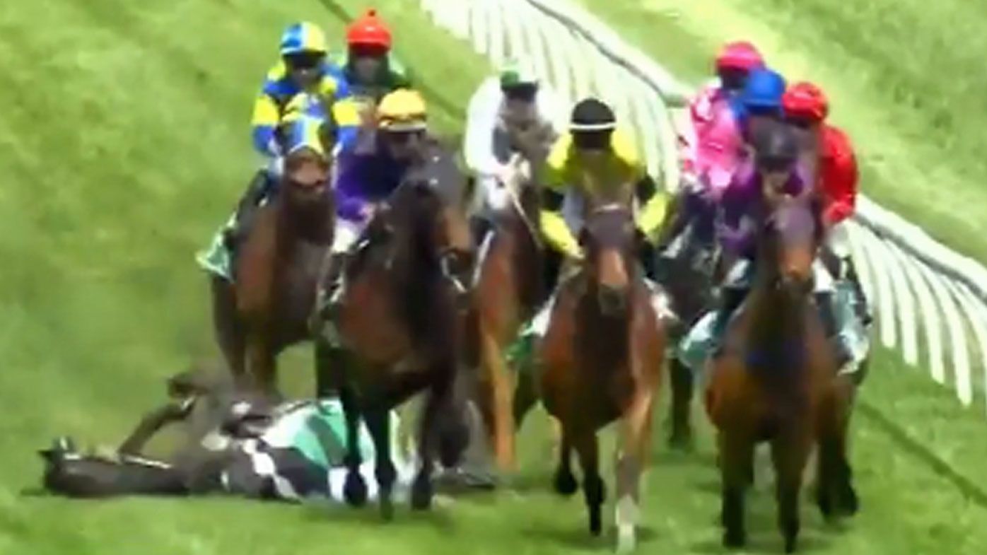 Cranbourne meeting called off after jockeys hospitalised from horror fall