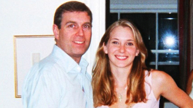 Prince Andrew with Virginia Roberts Giuffre in a widely circulated photo.