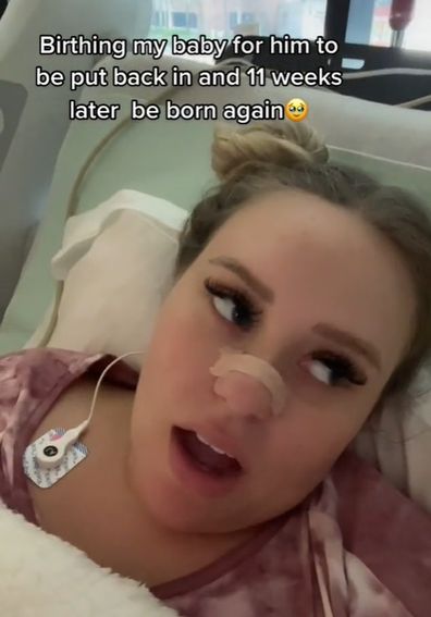 Jaiden Ashlea in hospital recovering. 