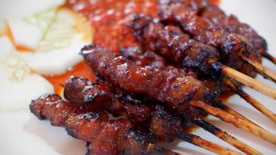 Smokey warung skewers, Bali street food