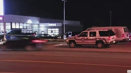 Police respond to the shootings in Kalamazoo, Michigan. 