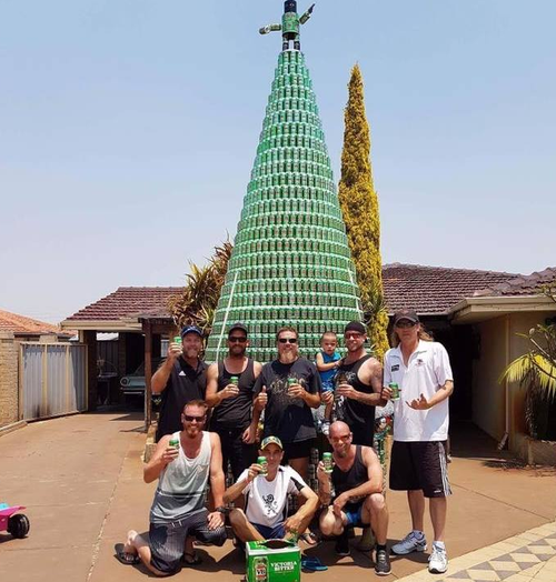 Wes Boyd and friends with his VB Christmas tree. (Wes Boyd)