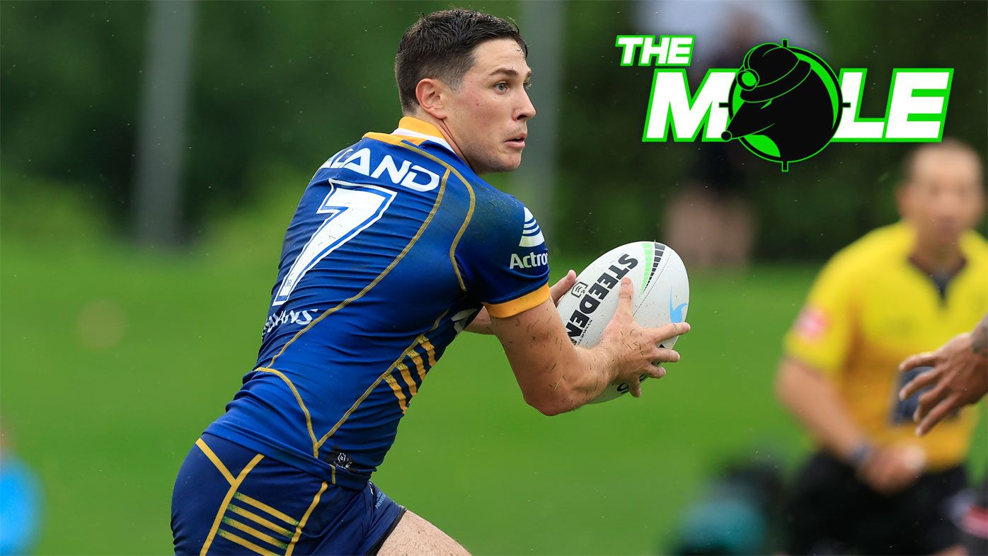 Eels star Mitchell Moses eyes the Penrith defensive line in Saturday&#x27;s trial.