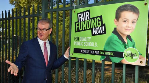 NSW Leader of the Opposition Michael Daley before a press conference outside Dalmeny Public School at Prestons in Sydney.
