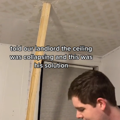 Viral footage of landlord's bizarre ceiling fix