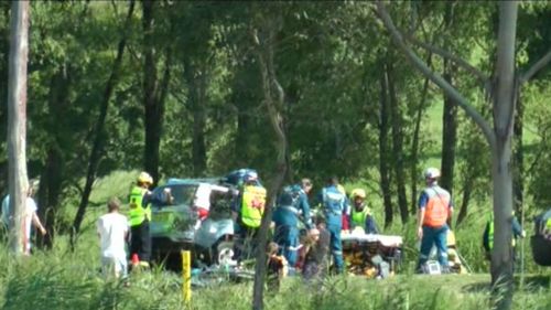 The head-on crash occurred on Matron Porter Driver in Milton yesterday afternoon. (9NEWS)