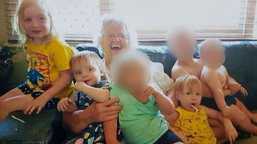 Victim Beverley Quinn with her grandchildren: Charlotte, aged three, and two-year-old twins Alice and Beatrix.