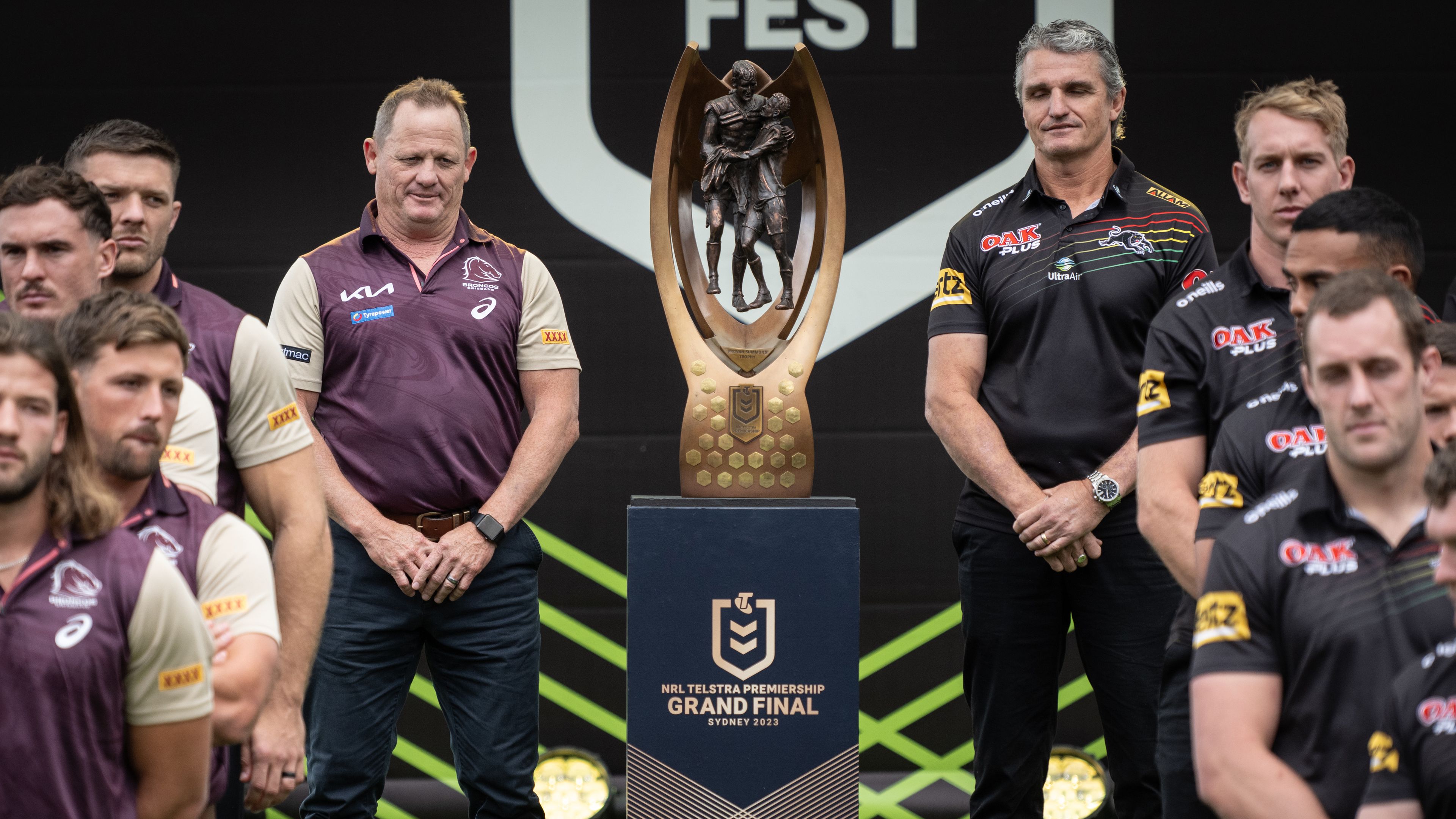 The Broncos and Panthers attend a fan day at Circular Quay ahead of the 2023 NRL grand final.