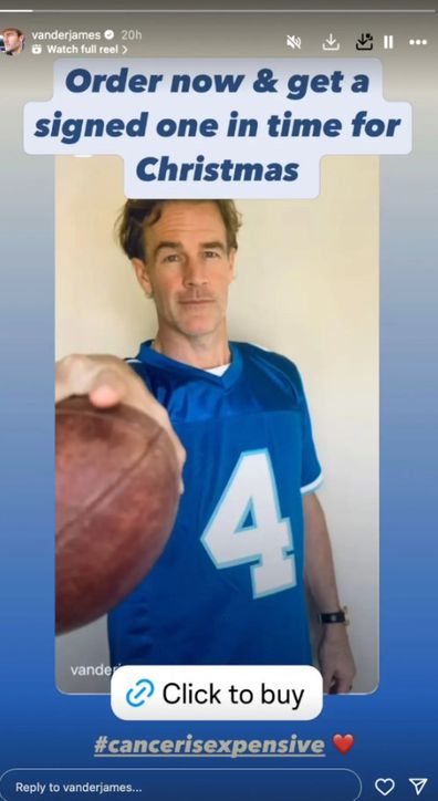 James Van der Beek selling merchandise cancer