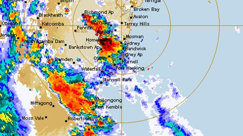 A huge storm cell moving over Sydney.