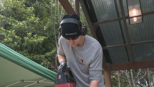 Tim Norrington, 23, is considered a "mature aged" carpentry apprentice after making the switch from being a musician and retail worker.