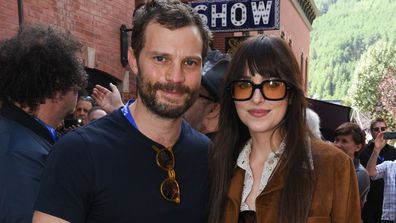 Jamie Dornan and Dakota Johnson attend the Telluride Film Festival on September 04, 2021 in Telluride, Colorado. (Photo by Vivien Killilea/Getty Images)