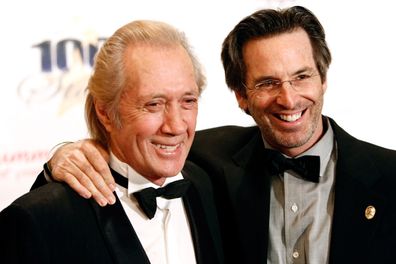 Actors David Carradine and Robert Carradine arrive at the 18th Annual Night Of 100 Stars Gala held at the Beverly Hills Hotel on February 24, 2008 in Beverly Hills, California