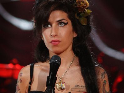 British singer Amy Winehouse performs at The Riverside Studios for the 50th Grammy Awards ceremony via video link on February 10, 2008 in London, England.