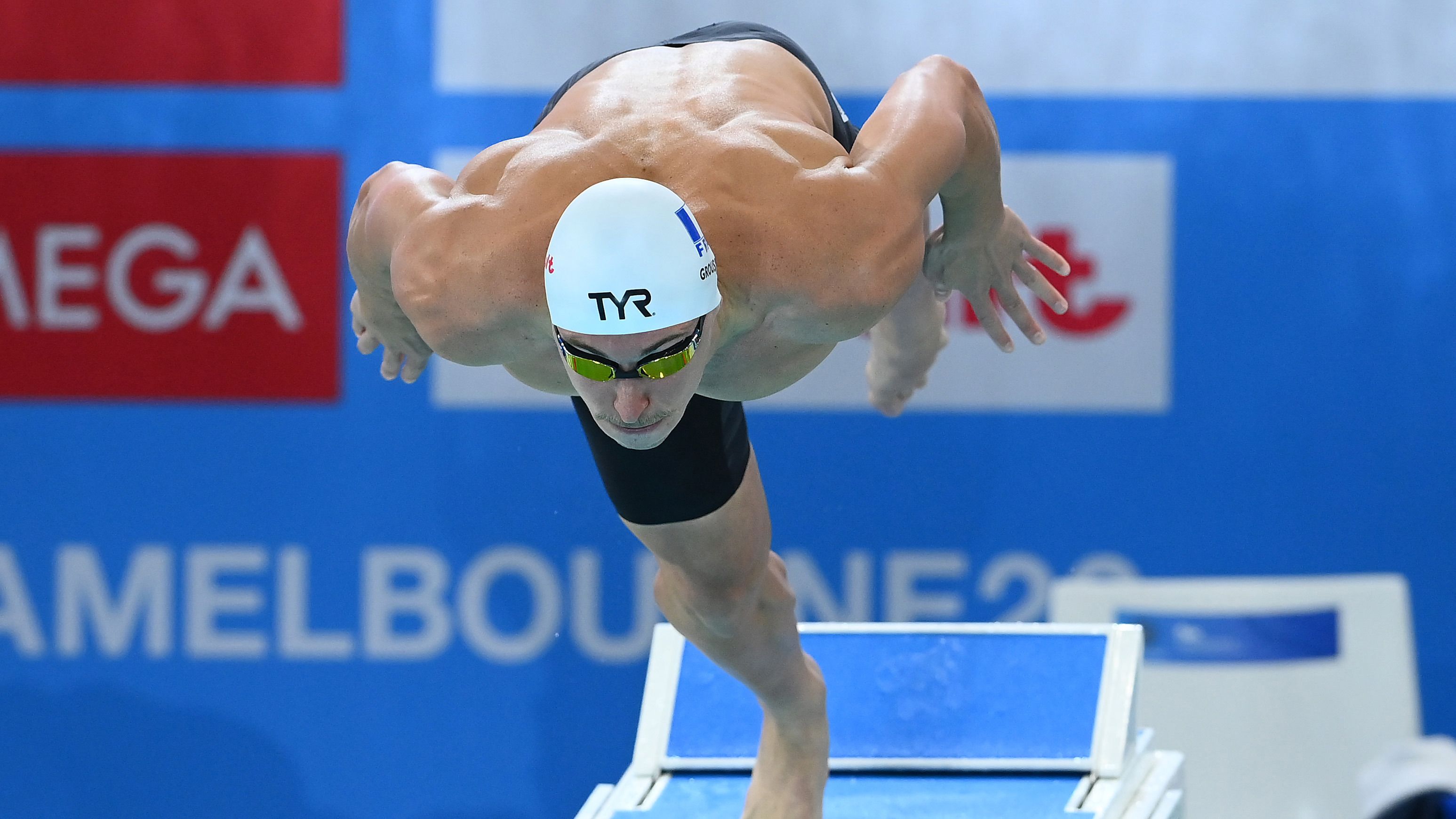 Maxime Grousset of France competes in the Men&#x27;s 100m Freestyle Semifinal on day two of the 2022 FINA World Short Course Swimming Championships at Melbourne Sports and Aquatic Centre on December 14, 2022 in Melbourne, Australia. (Photo by Quinn Rooney/Getty Images)