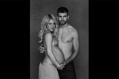 Even in pregnancy, it seems Shakira's hips can't lie (that's right, we said it). The Columbian singer/songwriter tweeted this intimate snap with soccer star husband, Gerard Pique, while pregnant with the couple's first child.<br/><br/>Image: Twitter @shakira
