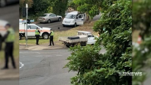 The ute smashed into a light pole in Kenihans Road in Happy Valley just after 8. (9NEWS)