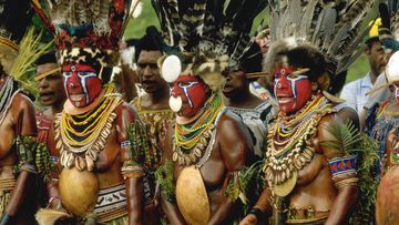 Papua New Guinea warriors gather for a festival. (Getty)