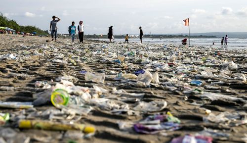 Plastic washed up on Bali beaches