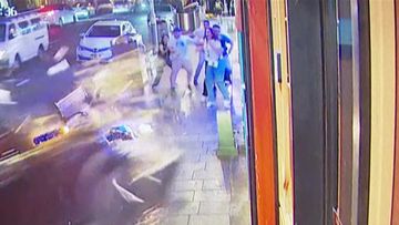 Five pedestrians have ﻿been rushed to hospital after they were allegedly hit by a car in Sydney&#x27;s Inner West overnight.Shocking footage shows the moment a P-plated Ford Ranger crashed into a parked Toyota Camry before mounting the footpath and hitting five pedestrians and another parked car on Burwood Road at Burwood about 12.25am.
