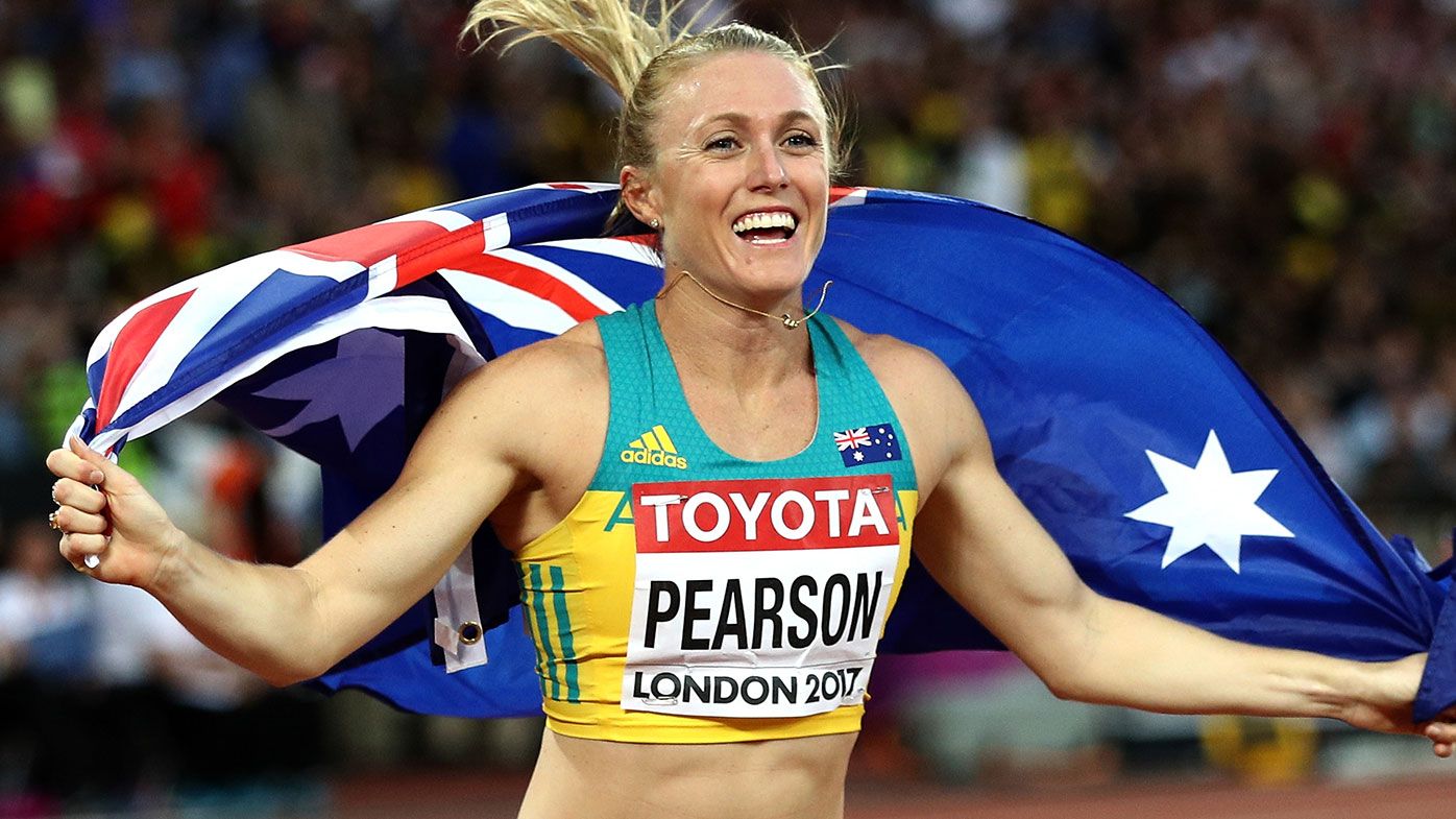  Sally Pearson of Australia celebrates with an Australian flag after winning gold in the Women&#x27;s 100 metres hurdles final during day nine of the 16th IAAF World Athletics Championships London 2017 at The London Stadium on August 12, 2017 in London, United Kingdom. (Photo by Patrick Smith/Getty Images)