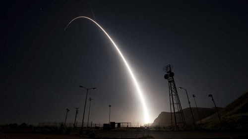 The Minuteman 3 missile is launched from a base in the US. (AAP)