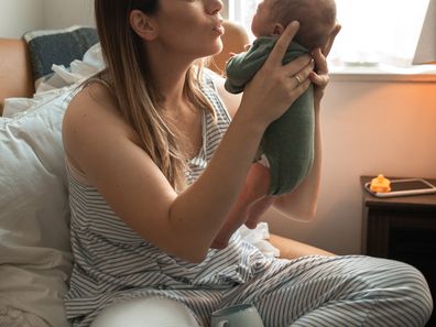 Woman with a baby. Stock image.