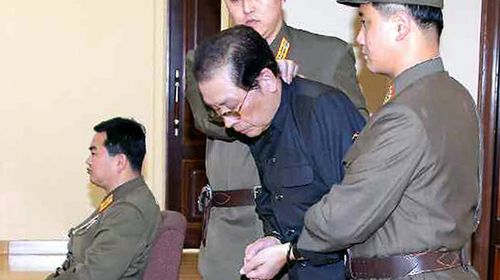 Kim's uncle General Jang Song-Thaek being led into a courtroom in 2013.
