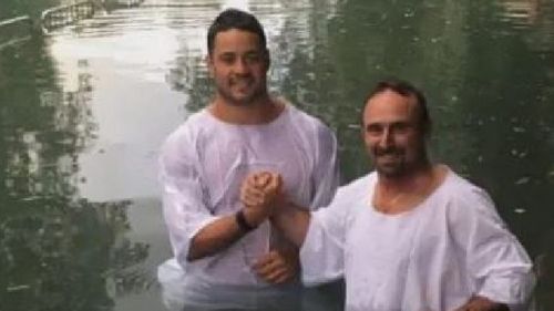 Jarryd Hayne was baptised in the Jordan River. (Instagram)