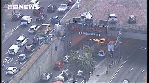 Traffic around the Sydney Harbour Tunnel is still heavy.