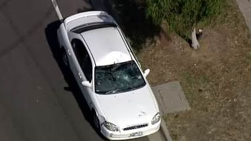 The boy was hit outside Mill Park Secondary School this afternoon. (9NEWS)