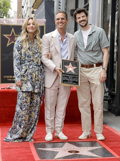 Kaley Cuoco, Greg Berlanti, and Grant Gustin