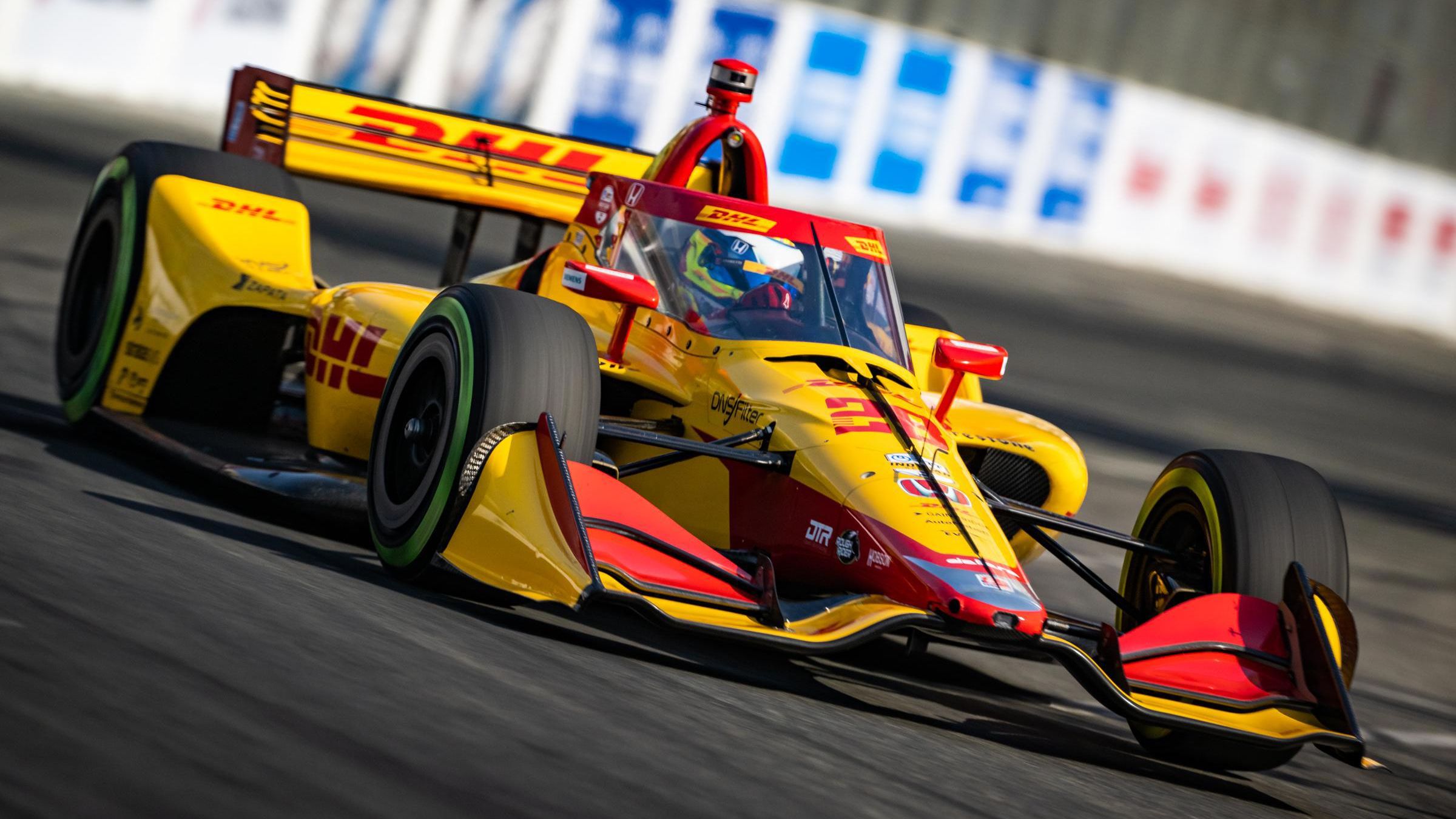 Romain Grosjean pilots the No.28 for Andretti Autosport on the streets of Long Beach.