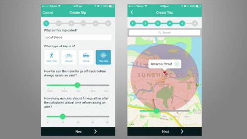Amego uses GPS to track children's trips. (9NEWS)