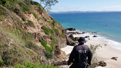 SES and police search for Theo Hayez at The Pass in Byron Bay, in June, 2019.