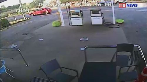 A red Toyota matching that of Brenden Bennetts was captured on CCTV on August 14 near Gatton. (9NEWS)